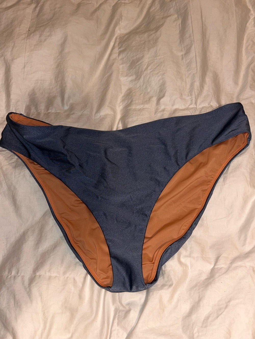 NWT J. Crew Bikini Bottoms — Navy Exterior / Tan Interior